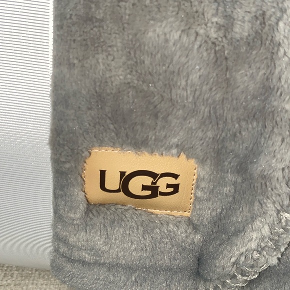 UGG Basia Throw Sherpa Blanket Saige Charcoal Gray Throw 50” x 70” - Picture 5 of 6